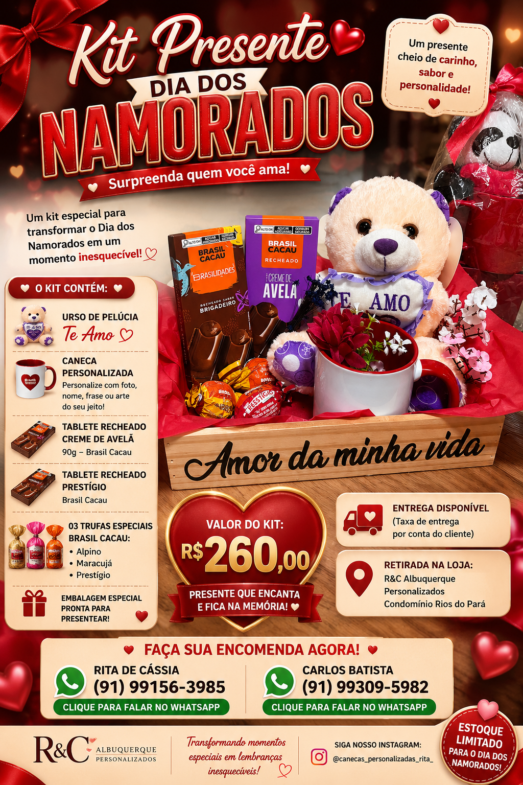 KIT PRESENTE DIA DOS NAMORADOS PERSONALIZADOS
